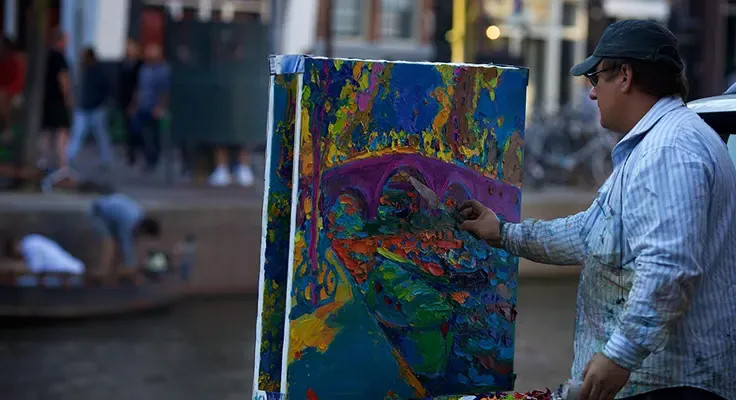 Амстердам, пейзаж із мостом