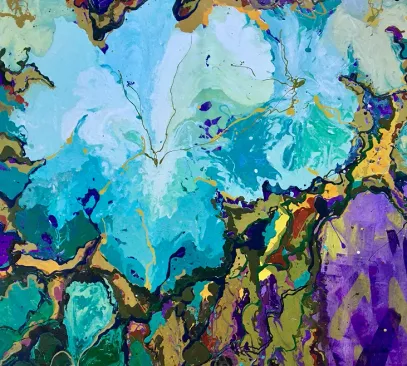 Alla Kislyakova's painting “Enchanted Forest”, 2020, 100×100 cm